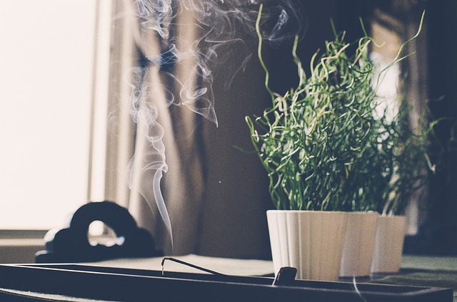 Burning incense.