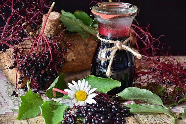 Elderberries and syrup.