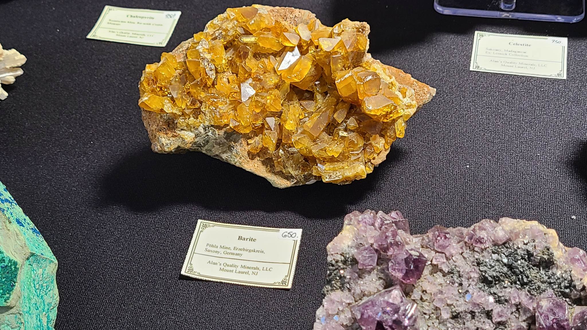 A largish yellow barite specimen.