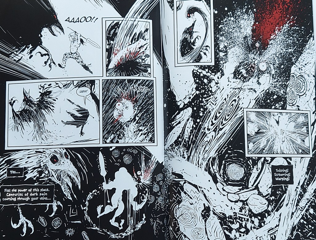 I'mma be honest, I'm not really sure how to describe what's even happening here. It's a depiction of Cú's warp spasm, where his body distorts as he enters a rage.